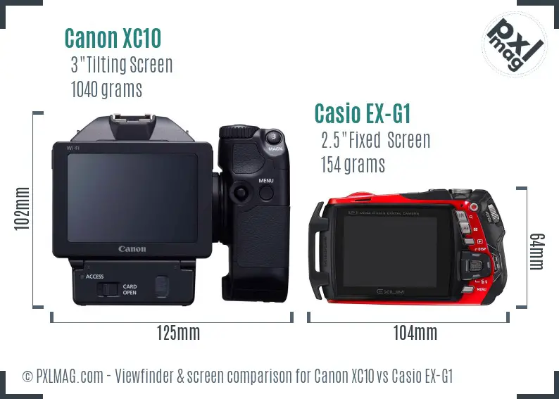 Canon XC10 vs Casio EX-G1 Screen and Viewfinder comparison