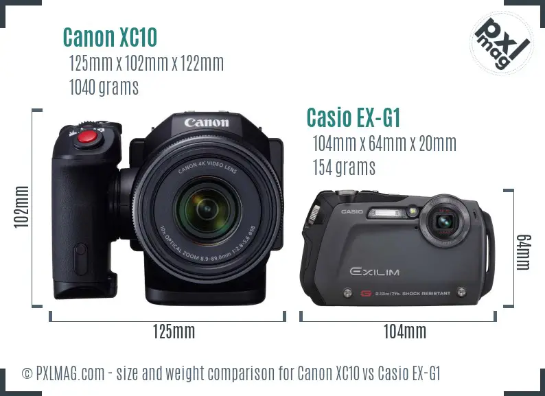 Canon XC10 vs Casio EX-G1 size comparison