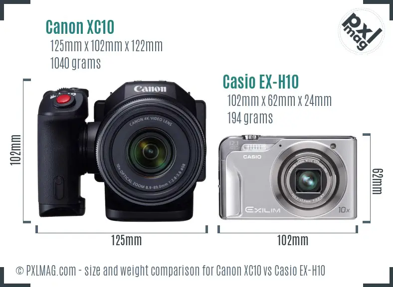 Canon XC10 vs Casio EX-H10 size comparison