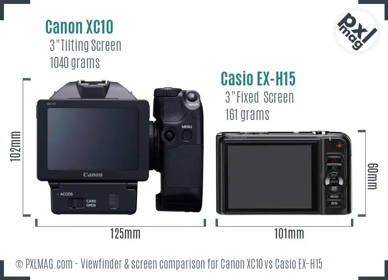 Canon XC10 vs Casio EX-H15 Screen and Viewfinder comparison