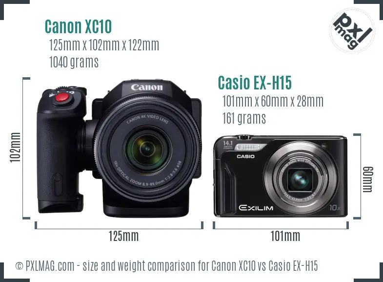 Canon XC10 vs Casio EX-H15 size comparison