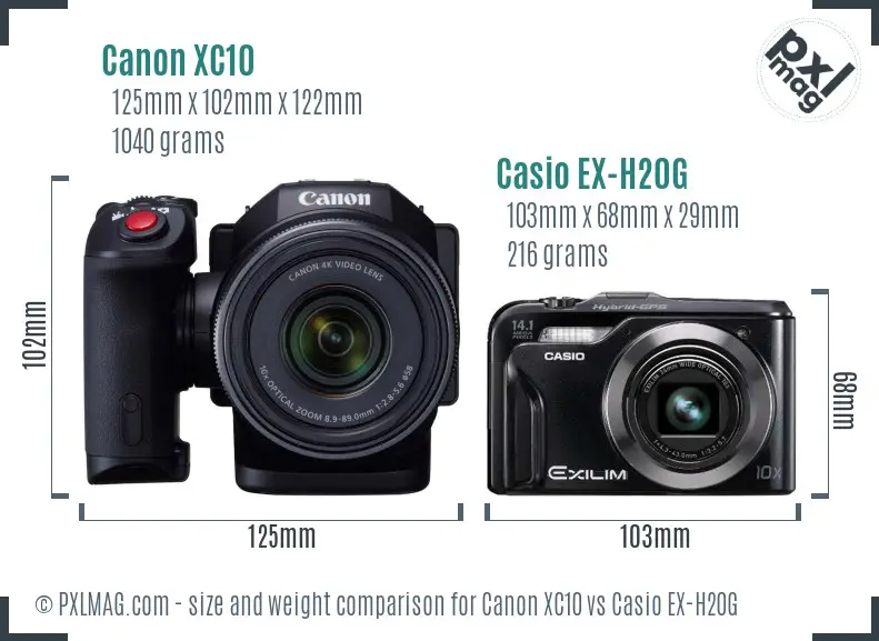 Canon XC10 vs Casio EX-H20G size comparison