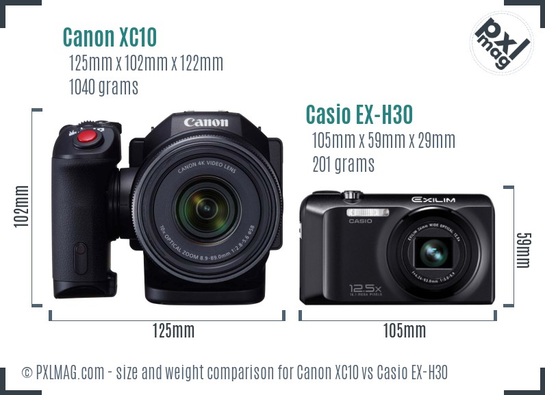 Canon XC10 vs Casio EX-H30 size comparison