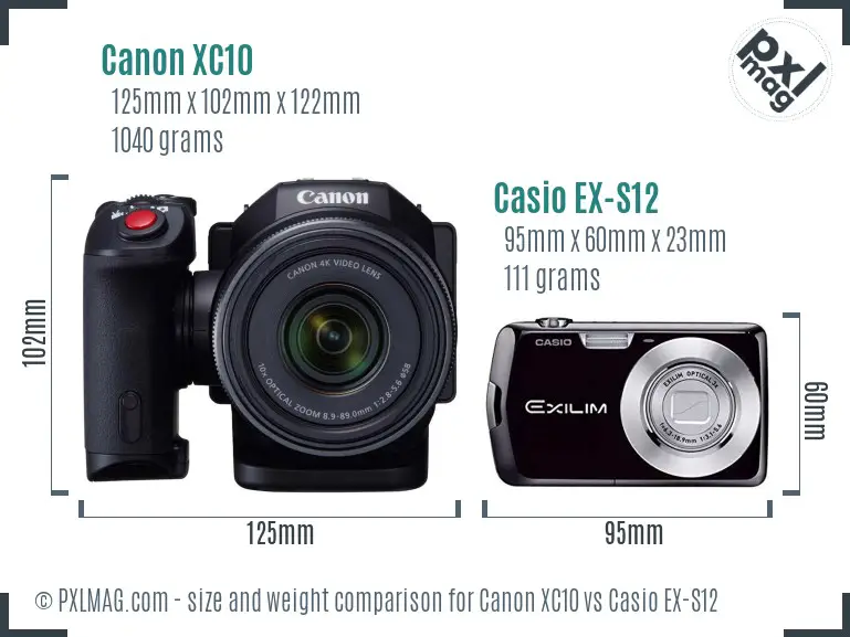 Canon XC10 vs Casio EX-S12 size comparison