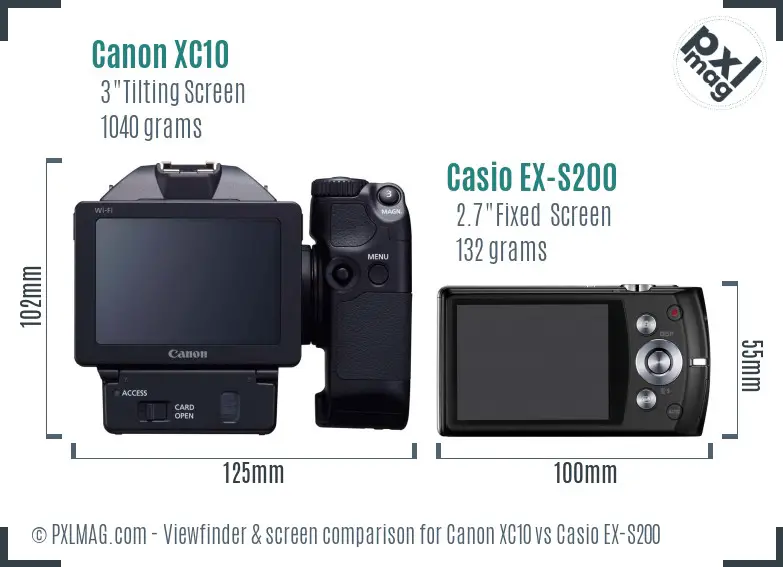 Canon XC10 vs Casio EX-S200 Screen and Viewfinder comparison