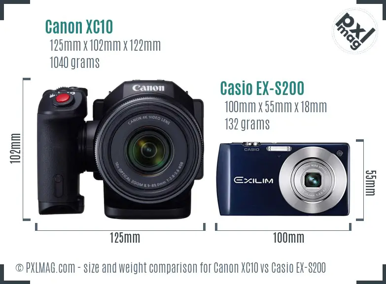 Canon XC10 vs Casio EX-S200 size comparison