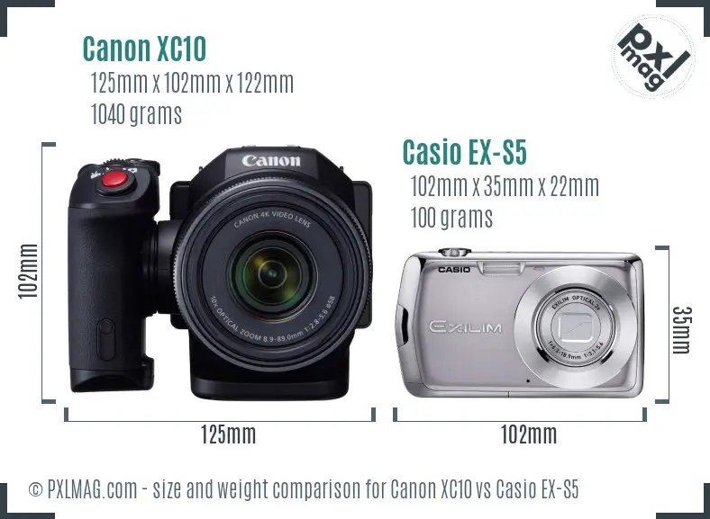 Canon XC10 vs Casio EX-S5 size comparison