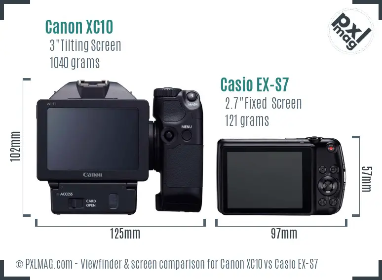 Canon XC10 vs Casio EX-S7 Screen and Viewfinder comparison