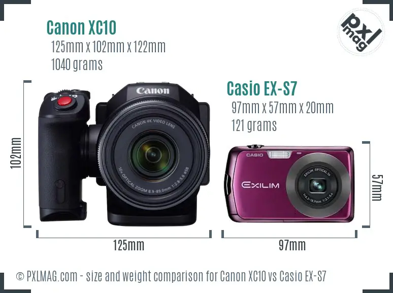 Canon XC10 vs Casio EX-S7 size comparison