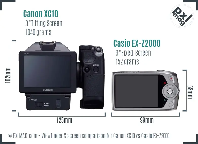 Canon XC10 vs Casio EX-Z2000 Screen and Viewfinder comparison