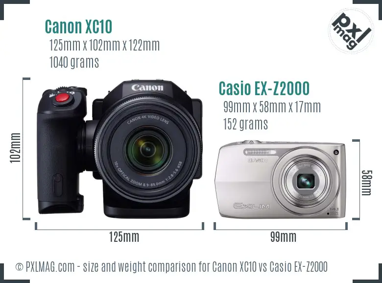 Canon XC10 vs Casio EX-Z2000 size comparison