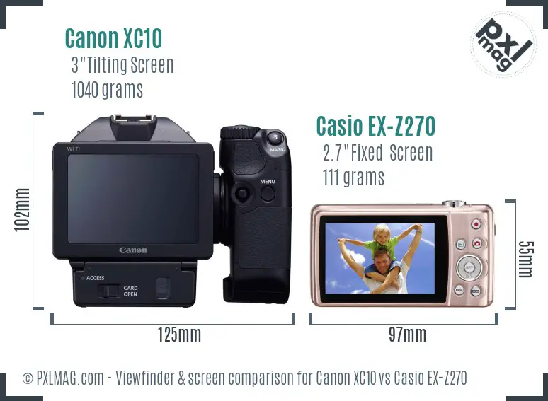 Canon XC10 vs Casio EX-Z270 Screen and Viewfinder comparison