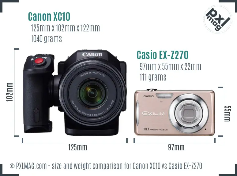 Canon XC10 vs Casio EX-Z270 size comparison