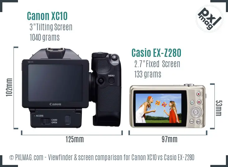 Canon XC10 vs Casio EX-Z280 Screen and Viewfinder comparison