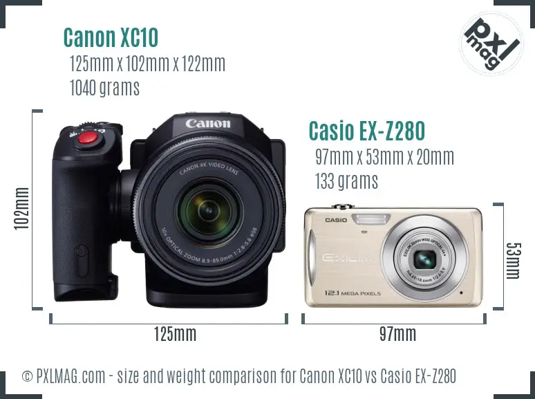 Canon XC10 vs Casio EX-Z280 size comparison