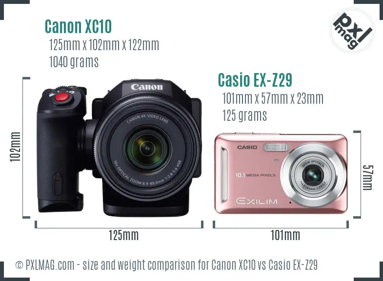 Canon XC10 vs Casio EX-Z29 size comparison