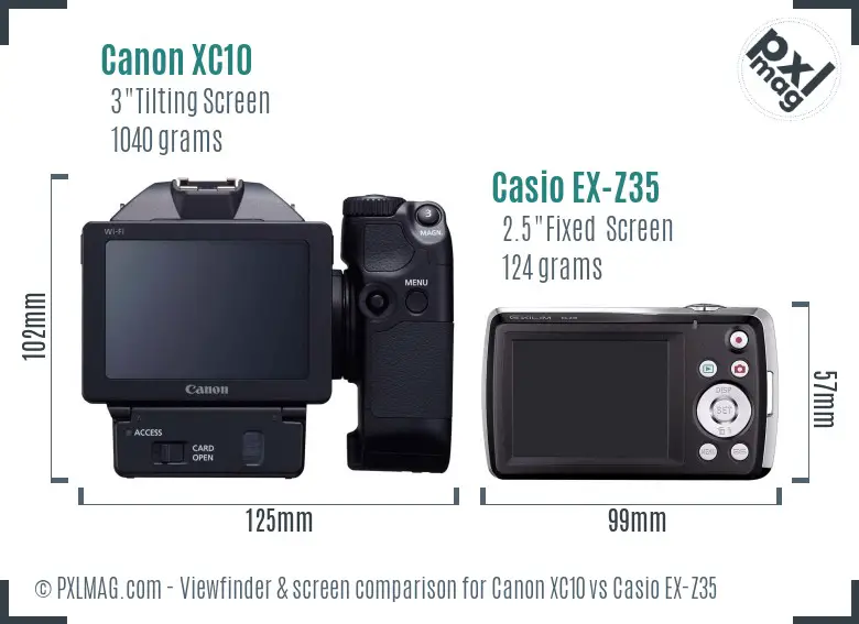 Canon XC10 vs Casio EX-Z35 Screen and Viewfinder comparison