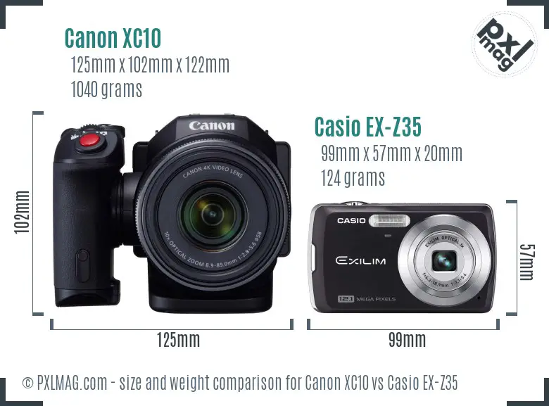 Canon XC10 vs Casio EX-Z35 size comparison