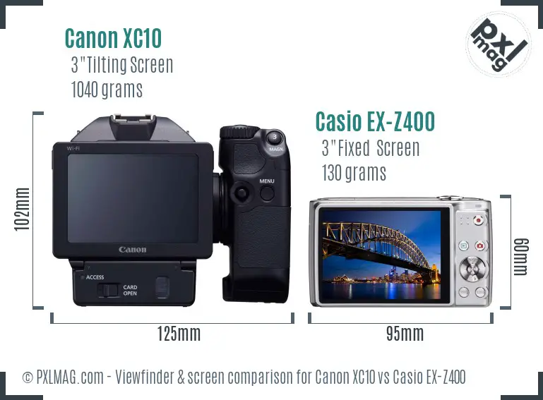 Canon XC10 vs Casio EX-Z400 Screen and Viewfinder comparison