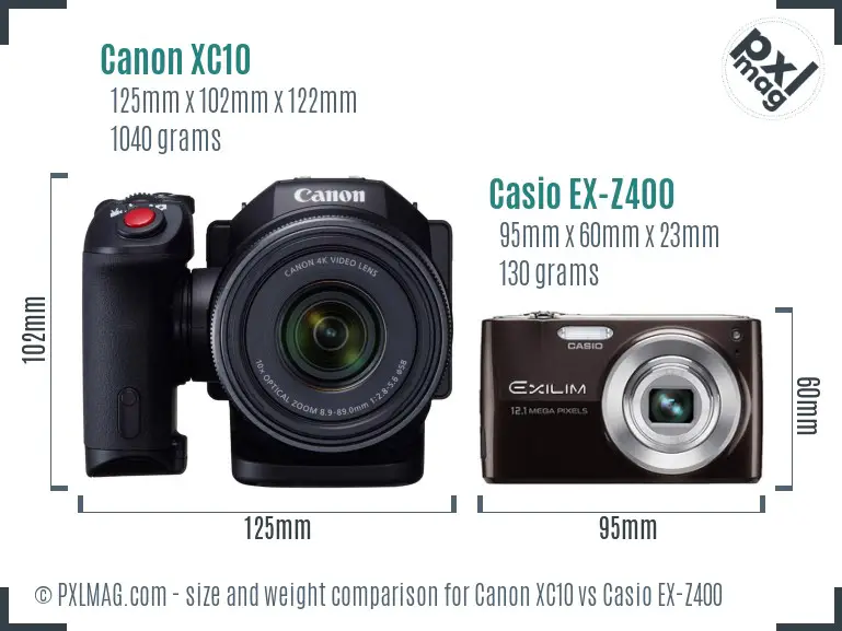 Canon XC10 vs Casio EX-Z400 size comparison