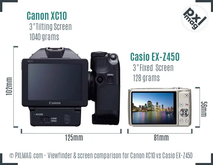 Canon XC10 vs Casio EX-Z450 Screen and Viewfinder comparison