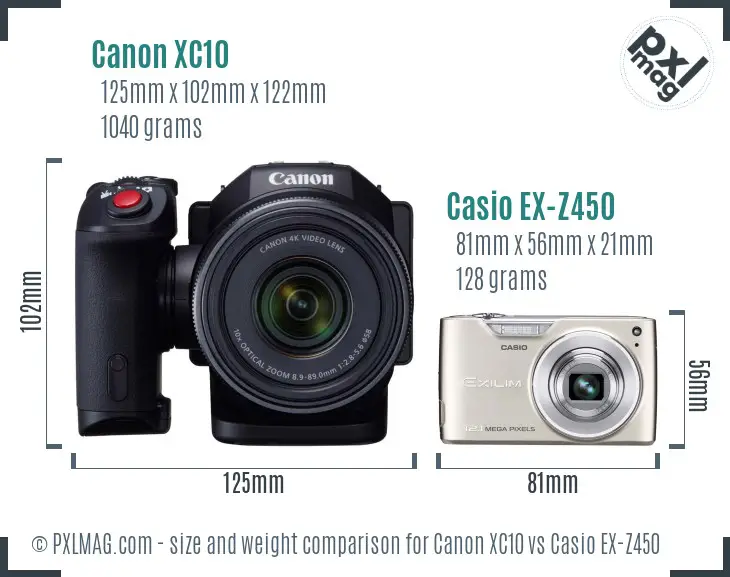 Canon XC10 vs Casio EX-Z450 size comparison