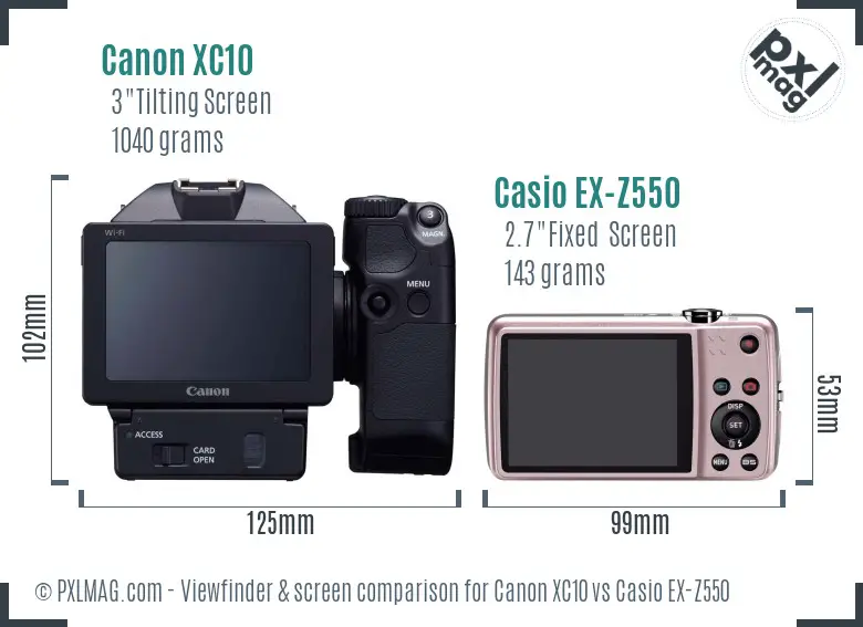 Canon XC10 vs Casio EX-Z550 Screen and Viewfinder comparison