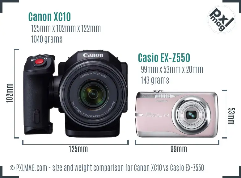 Canon XC10 vs Casio EX-Z550 size comparison