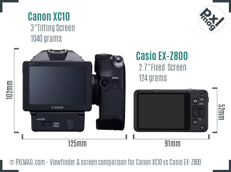 Canon XC10 vs Casio EX-Z800 Screen and Viewfinder comparison