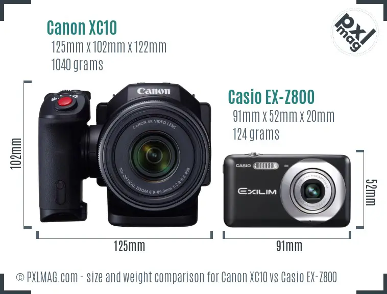 Canon XC10 vs Casio EX-Z800 size comparison