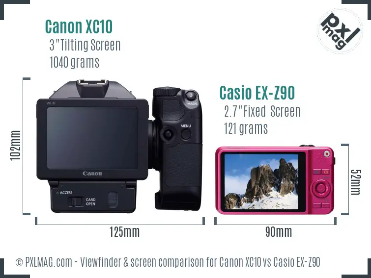 Canon XC10 vs Casio EX-Z90 Screen and Viewfinder comparison