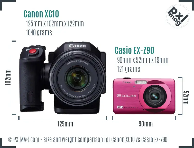 Canon XC10 vs Casio EX-Z90 size comparison