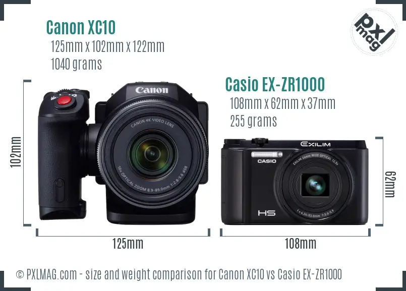 Canon XC10 vs Casio EX-ZR1000 size comparison