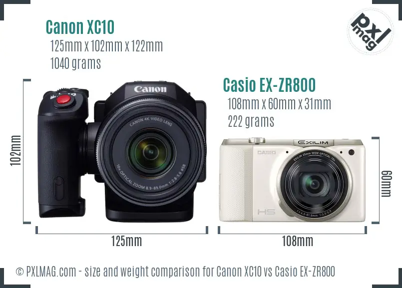 Canon XC10 vs Casio EX-ZR800 size comparison