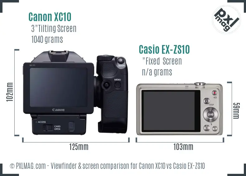 Canon XC10 vs Casio EX-ZS10 Screen and Viewfinder comparison