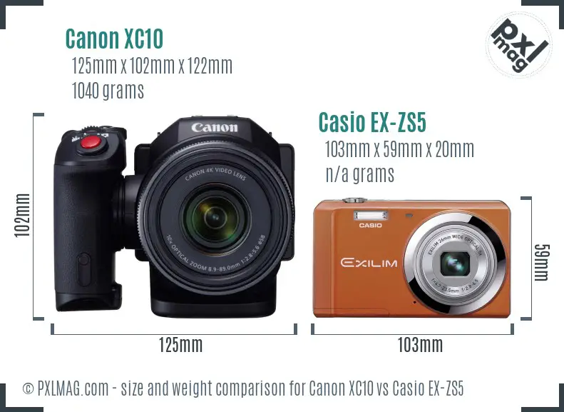 Canon XC10 vs Casio EX-ZS5 size comparison