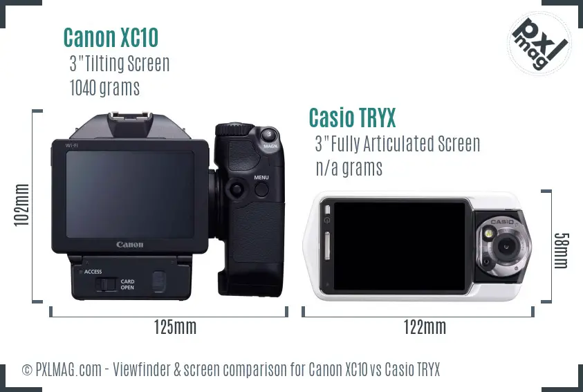 Canon XC10 vs Casio TRYX Screen and Viewfinder comparison