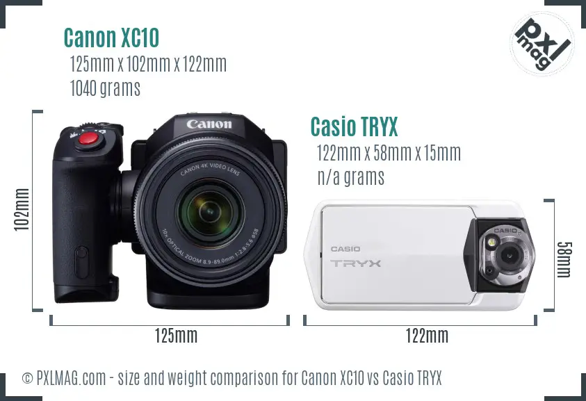 Canon XC10 vs Casio TRYX size comparison Canon XC10 vs Casio TRYX size comparison