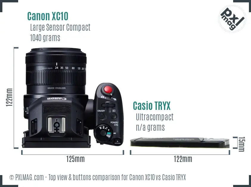 Canon XC10 vs Casio TRYX top view buttons comparison