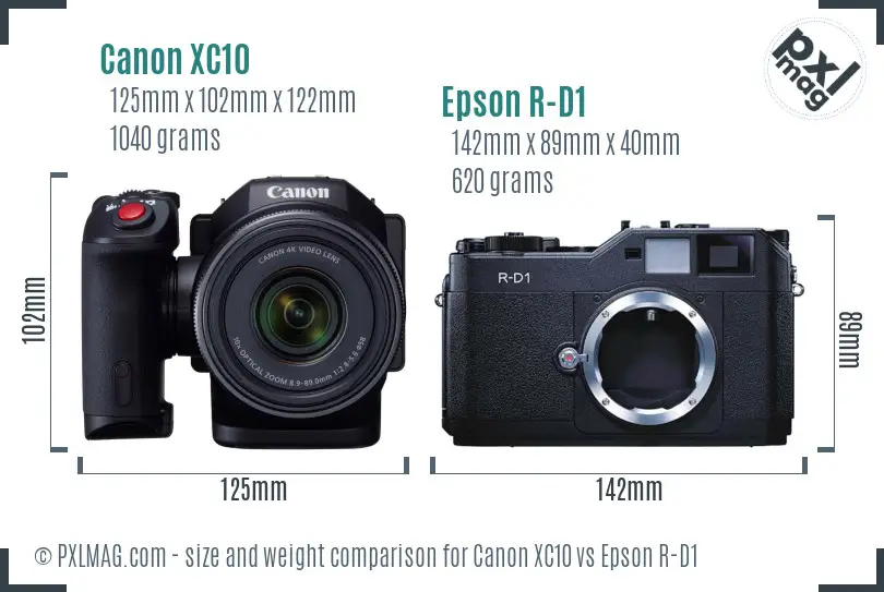 Canon XC10 vs Epson R-D1 size comparison