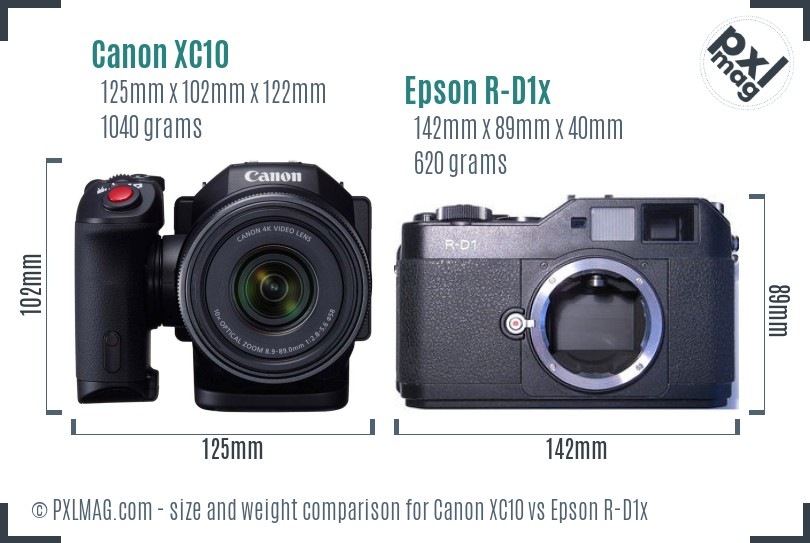 Canon XC10 vs Epson R-D1x size comparison Canon XC10 vs Epson R-D1x size comparison