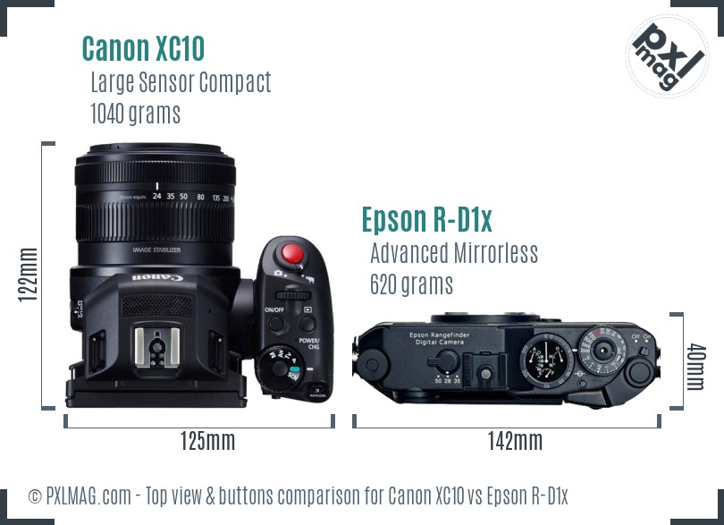 Canon XC10 vs Epson R-D1x top view buttons comparison