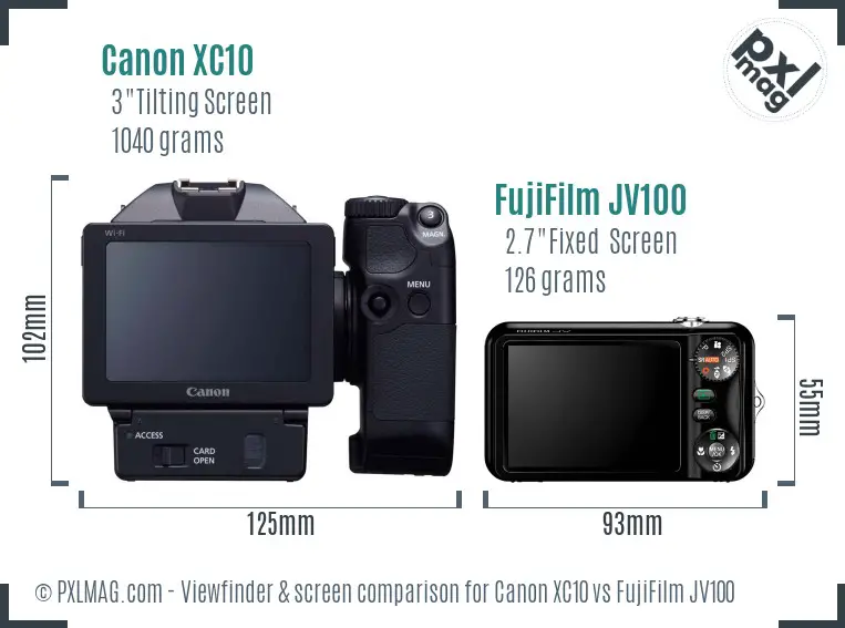 Canon XC10 vs FujiFilm JV100 Screen and Viewfinder comparison