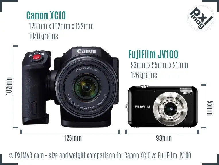 Canon XC10 vs FujiFilm JV100 size comparison