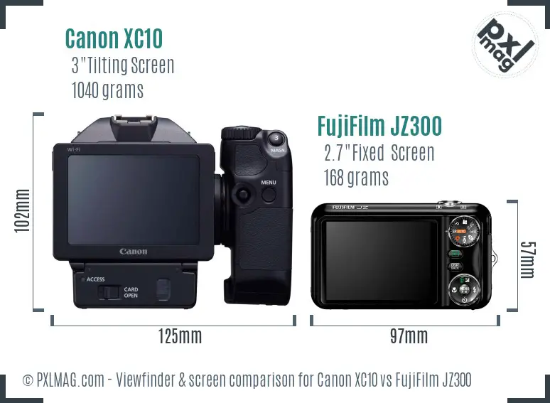 Canon XC10 vs FujiFilm JZ300 Screen and Viewfinder comparison