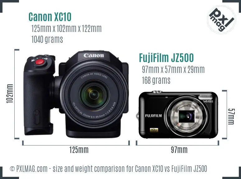 Canon XC10 vs FujiFilm JZ500 size comparison Canon XC10 vs FujiFilm JZ500 size comparison