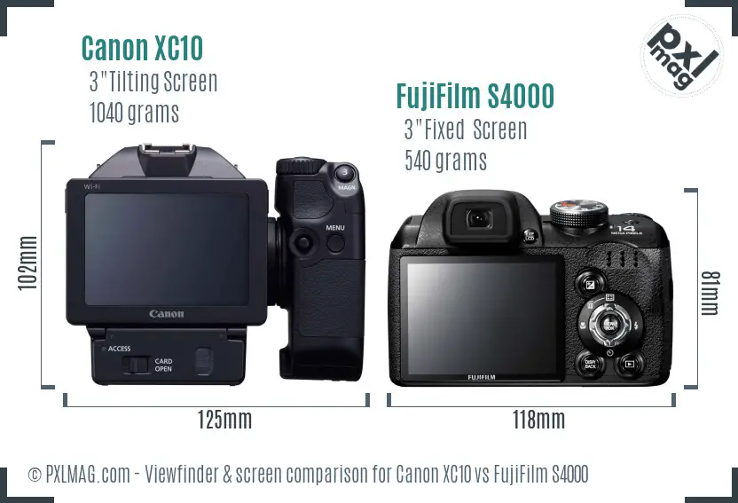 Canon XC10 vs FujiFilm S4000 Screen and Viewfinder comparison Canon XC10 vs FujiFilm S4000 Screen and Viewfinder comparison