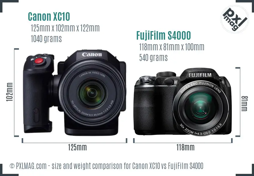 Canon XC10 vs FujiFilm S4000 size comparison Canon XC10 vs FujiFilm S4000 size comparison