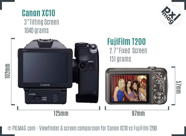Canon XC10 vs FujiFilm T200 Screen and Viewfinder comparison