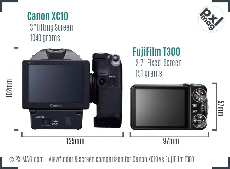 Canon XC10 vs FujiFilm T300 Screen and Viewfinder comparison